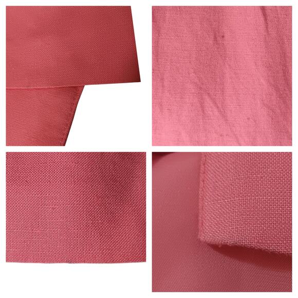 Long Linen Blend Midi Dress 6 Short Sleeves Pin Tucks‎ Retro Party Romantic Pink - Picture 9 of 11